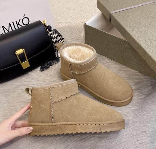 Women Short Plush Warm Boots Casual Shoes Suede Fur Chelsea Ankle