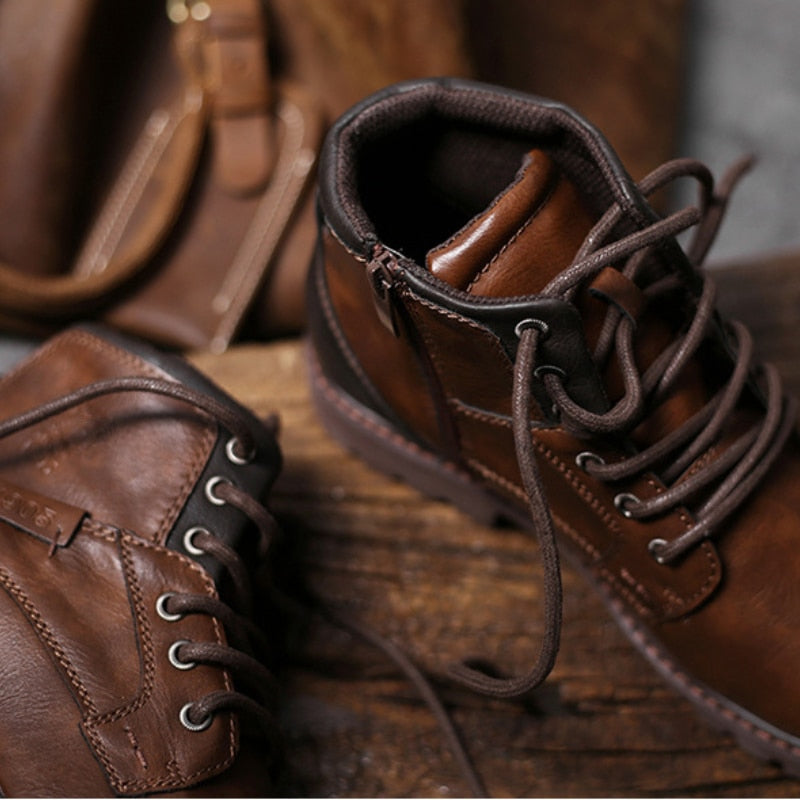 Leather Men Ankle Boots